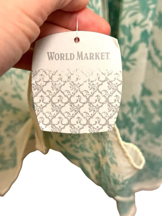 World Market Baby Blue & Ivory Boho Romance Floral Chiffon Scarf NWT Deadstock - Picture 3 of 3